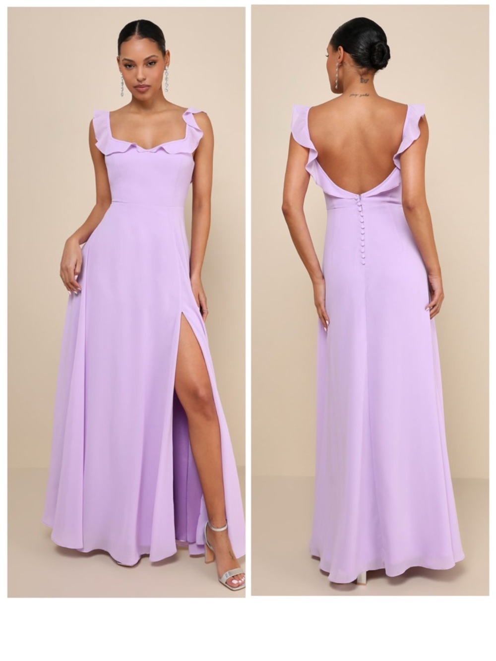 Lulus Dreamy Admiration Lilac Ruffled Maxi Dress Size XS NWT Bridesmaid Wedding